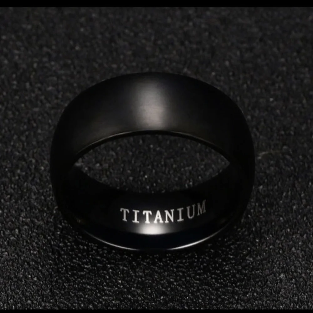Titanium Matte Wide Basic Blk Gld Band Ring 8-12